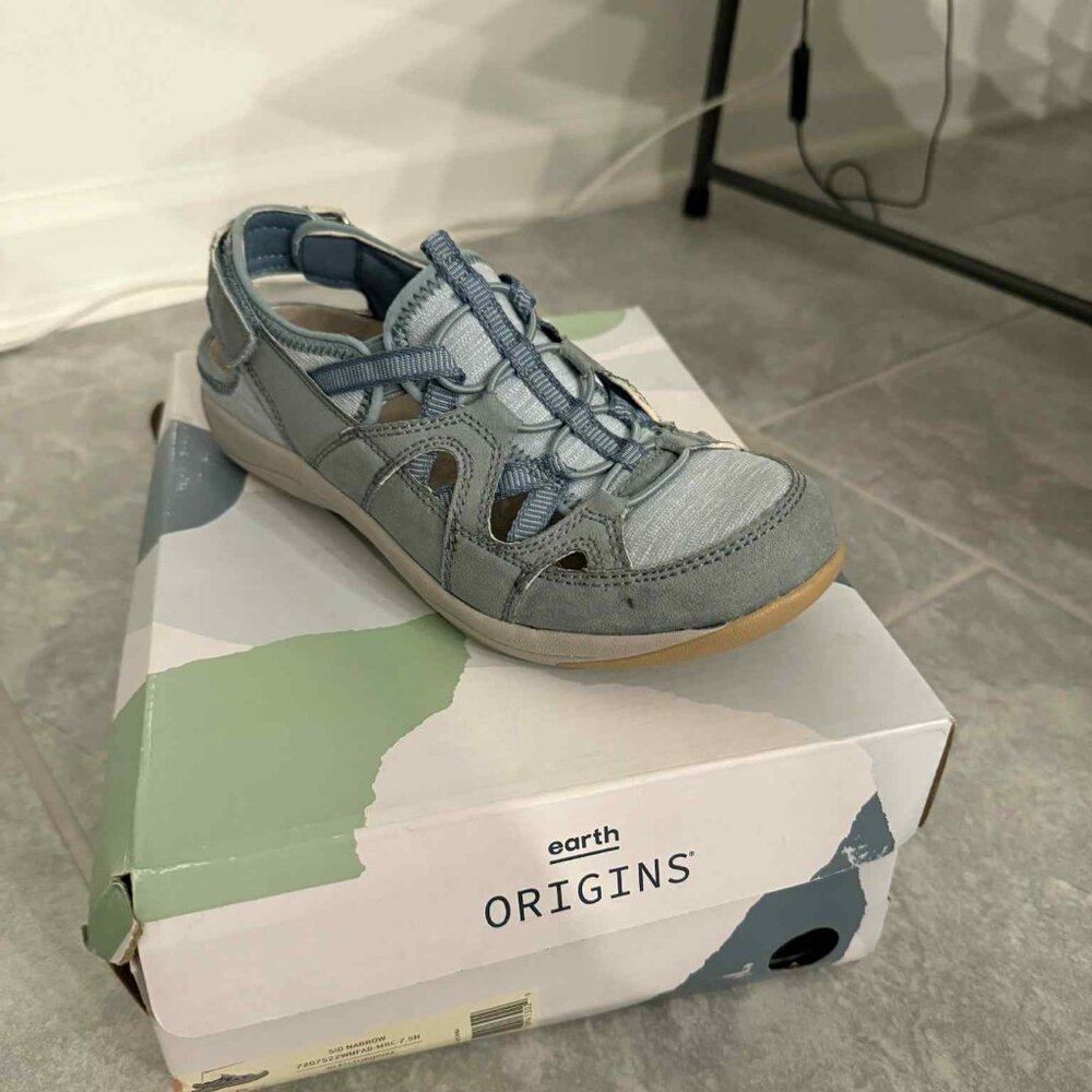 Earth Origins Harper Sandals – Women’s – Blue/Grey – Size 7.5 – New in Box